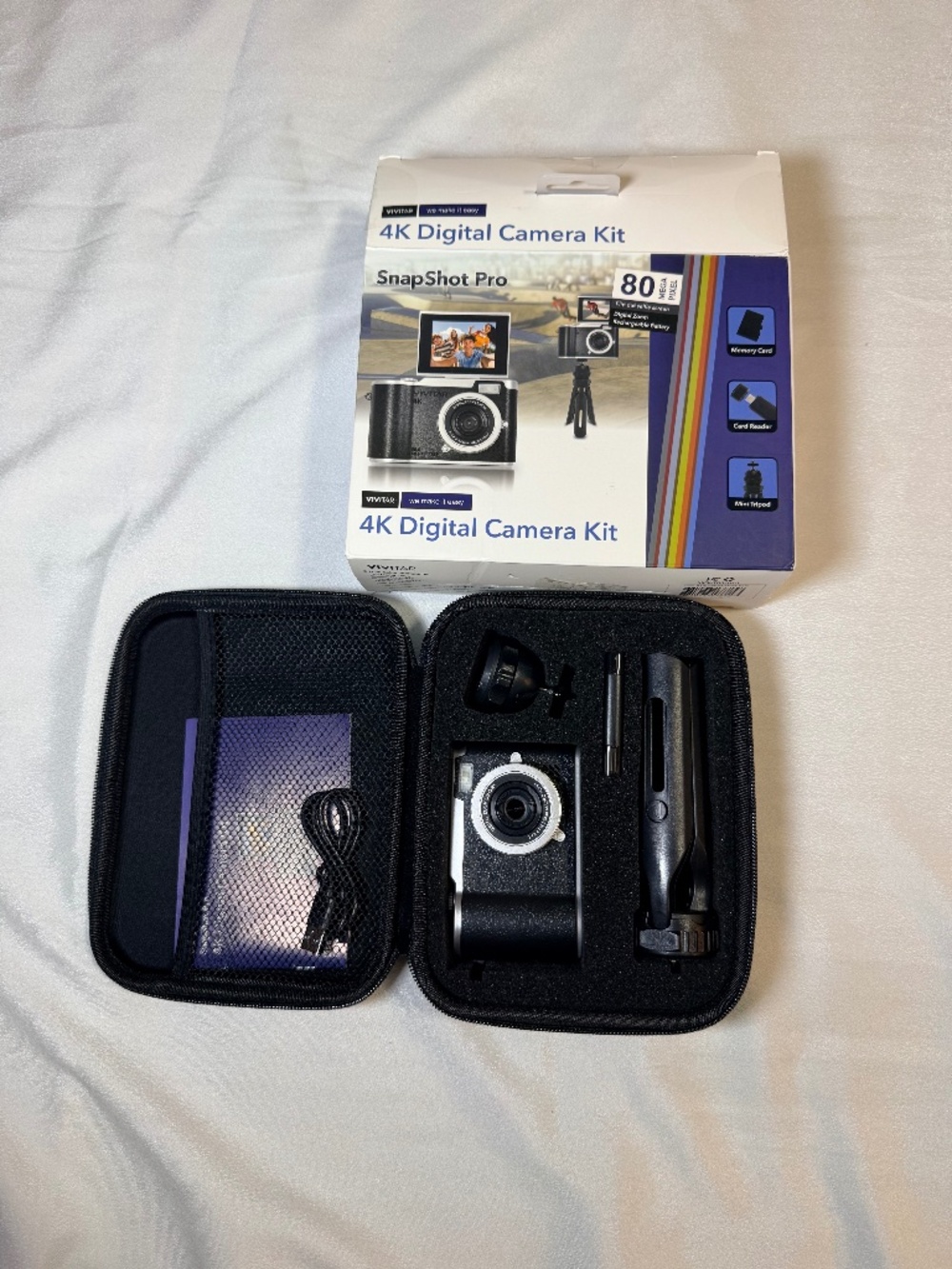Vivitar SnapShot Pro 4K Digital Camera Kit 80MP Flip Screen with Accessories
